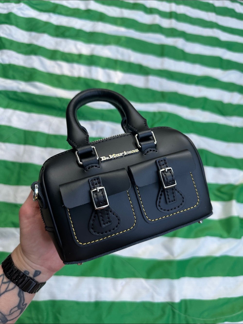 DR. MARTENS Mini top handle bag with crossbody strap